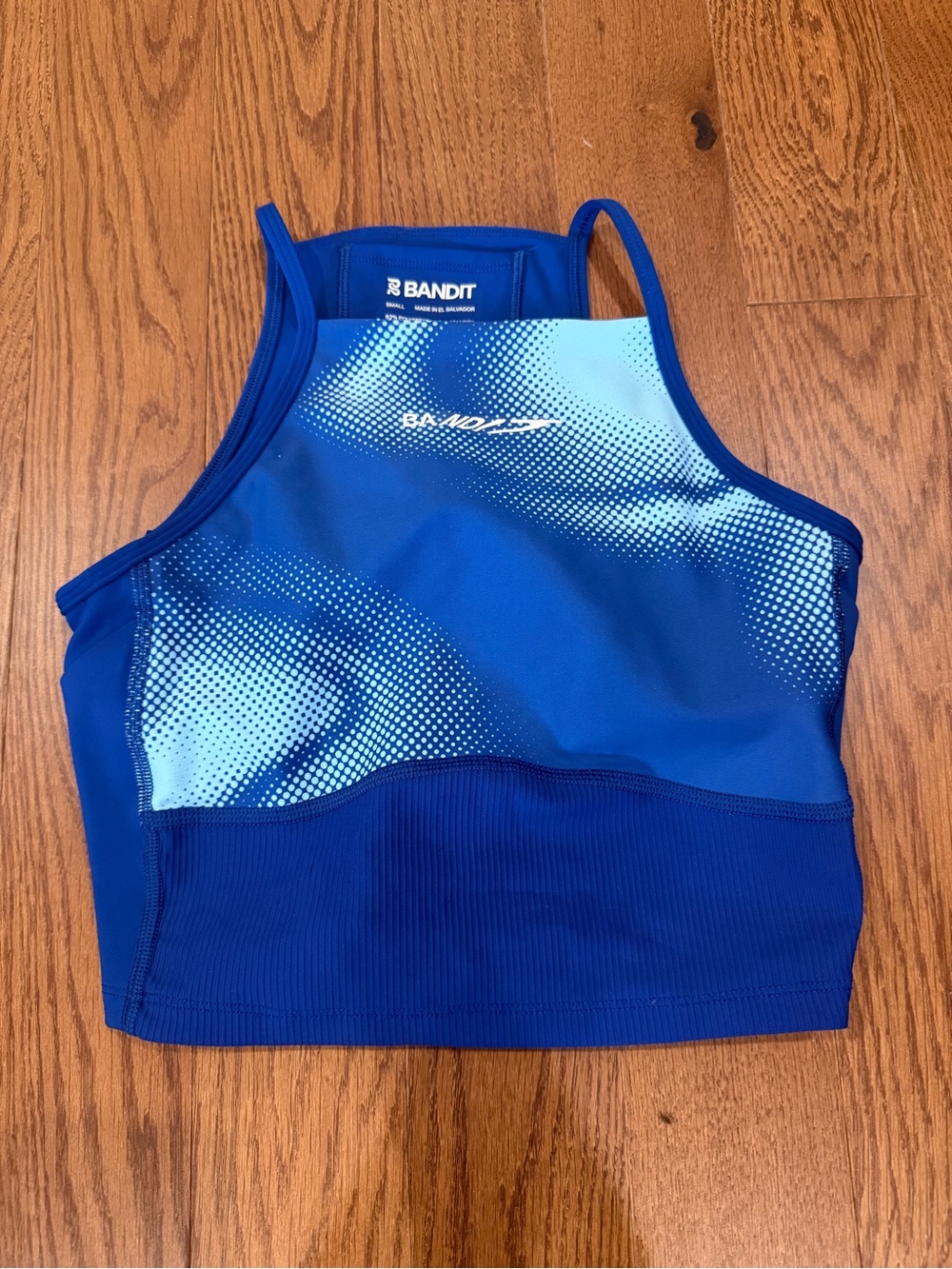 Bandit Blue High-Neck Race Crop
